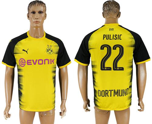 Dortmund #22 Pulisic Yellow Soccer Club Jersey - Click Image to Close